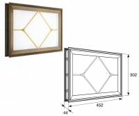 Окно акриловое со вставкой в форме ромба для панелей толщиной 40 мм со структурой филенка и двойным стеклом