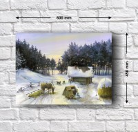 Постер - репродукция «Зима на лесном кордоне», 60 см х 45 см